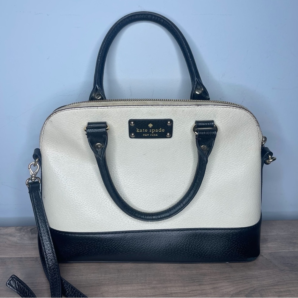 Kate Spade Wellesley Rachelle‎ off white and black handbag crossbody purse